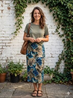 Vintage Career Elements Women Floral Tropital Maxi Skirt 90s Whimsigoth‎